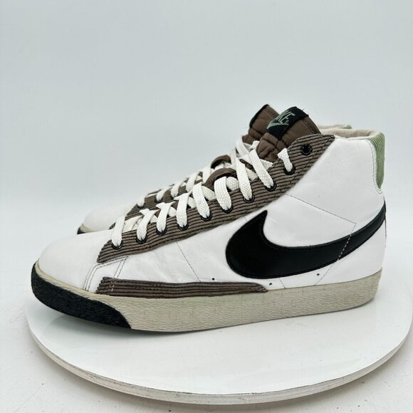 Nike Blazer Mid Top 77 Men Size 8 BQ6806-100 White Black Green Training Shoes - Picture 1 of 11